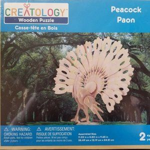 Creatology Wooden Puzzle 3D Peacock Paon New
